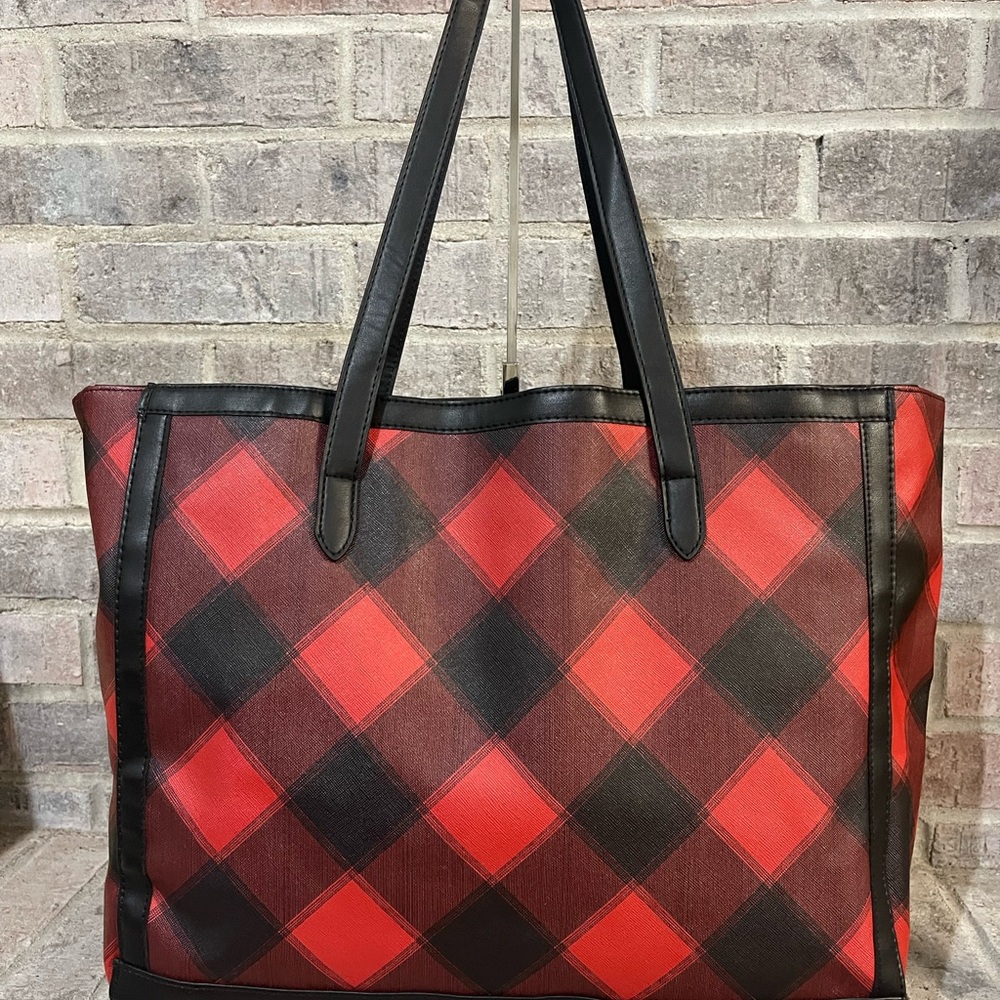 Victoria's Secret Red and Black Plaid Tote - Picture 3 of 9